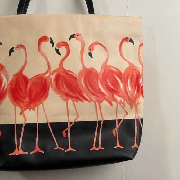 Kate Spade OS tote bag purse flamingos tropical beach vacation luxury watercolor - Picture 3 of 13